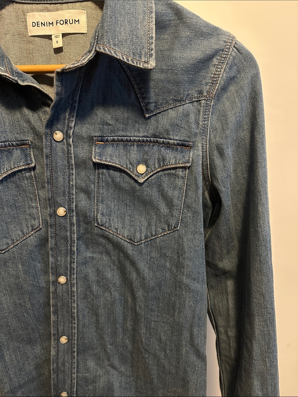Denim Forum Aritzia Western Denim Shirt Small Blue Chambray